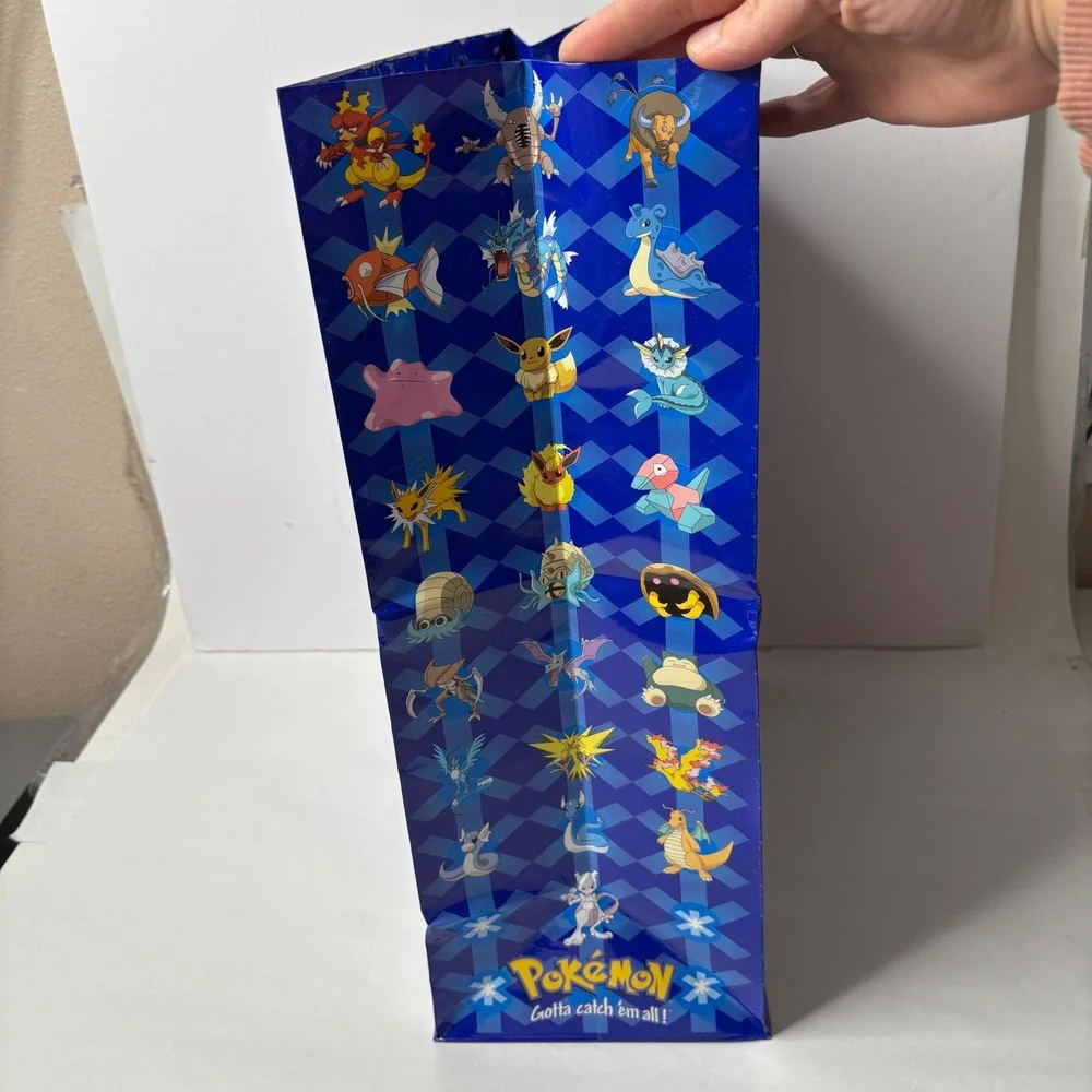 Vintage Pokemon Happy Holidays Gift Bag Blue Pokemon Characters‎ 2000 Retro